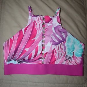 Nike Indy Sports Bra Pink Halter Tropical Cut Out Open Back